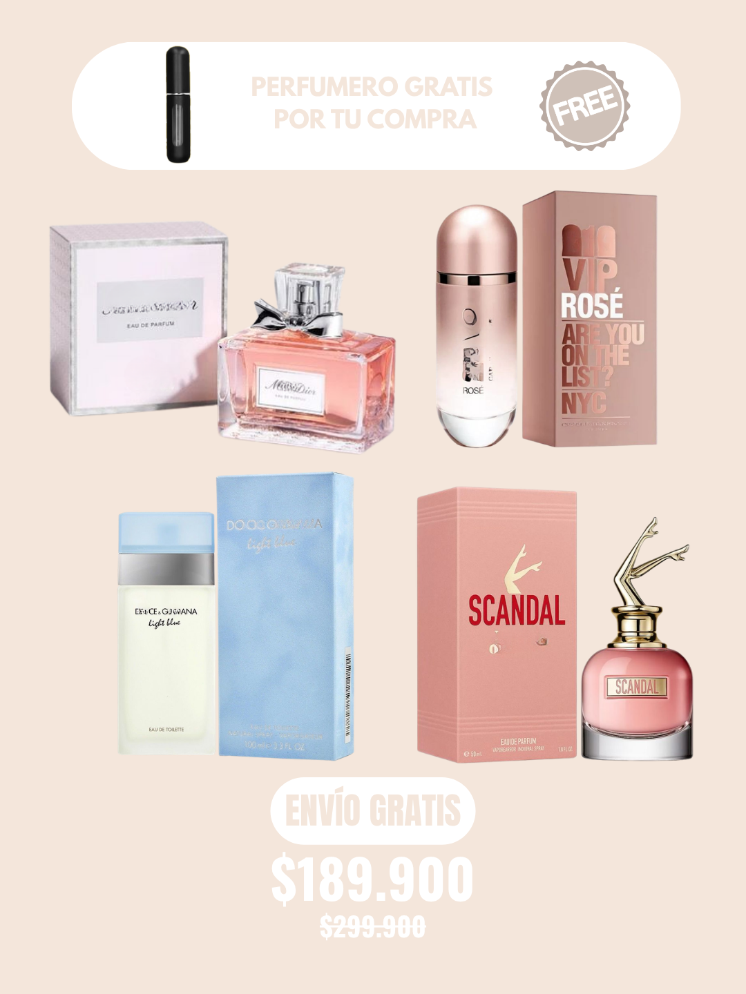 MissDior 212Viprose LigtBlue Dama Scandal Dama OBSEQUIOEXCLUSIVO Perfumero
