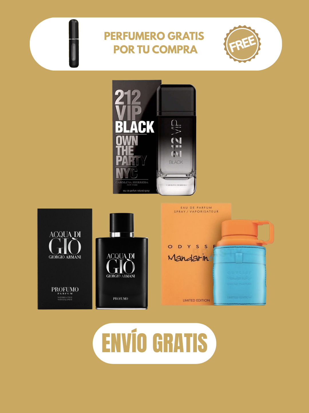 3 PERFUMES + OBSEQUIO (Mandarin - Profumo - Stronger Intensely + Perfumero)