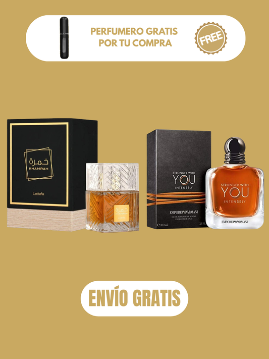 2 PERFUMES + OBSEQUIO (Khamrah - Stronger Intensely + Perfumeros)
