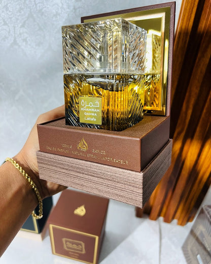 3 PERFUMES + 3 OBSEQUIO (Khamrah Qahwa - Born In Roma Intense - Mandarin Sky Elixir + 3 Perfumero)