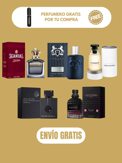 5 PERFUMES + 1 OBSEQUIO (Club De Nuit Intense - Born in roma intense - Scandal - L'Immensite - Layton + 1 Perfumero)