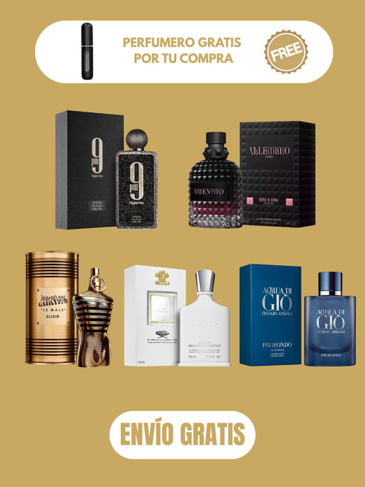 9PM Night Out, Born in Roma Intense, Le Male Elixir, Silver Mountain Water, Acqua di Giò Profondo